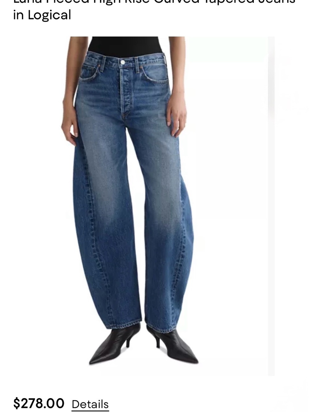 Agolde Luna Pieced High Rise Curved Tapered Jeans in Logical